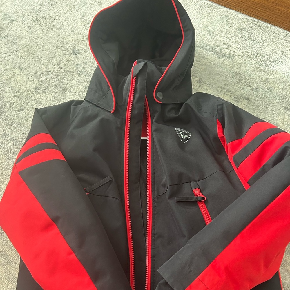 Rossignol Black and Red Kids Ski Jacket with Hood